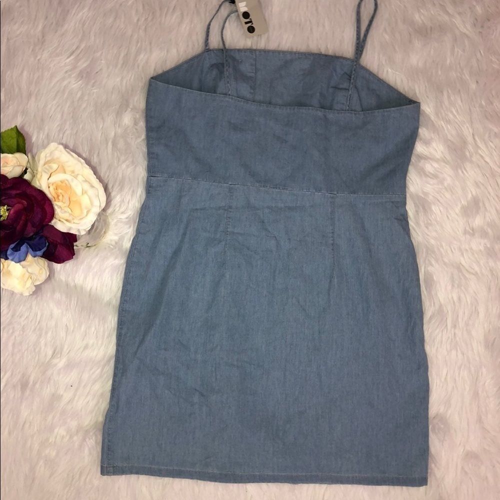 Topshop Moto Horn Button Denim Dress 12 - Picture 5 of 8